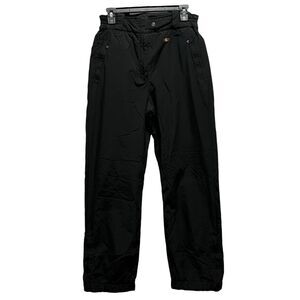 Vintage Post Card Black Ski Snow Pants Womens Sz 8 Insulated Embroidered Winter